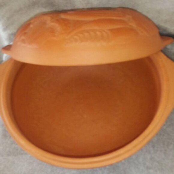 Vintage Gourmet Topf 1980 Terracotta Lidded Pot / Casserole - Vegetable Print - Picture 7 of 8